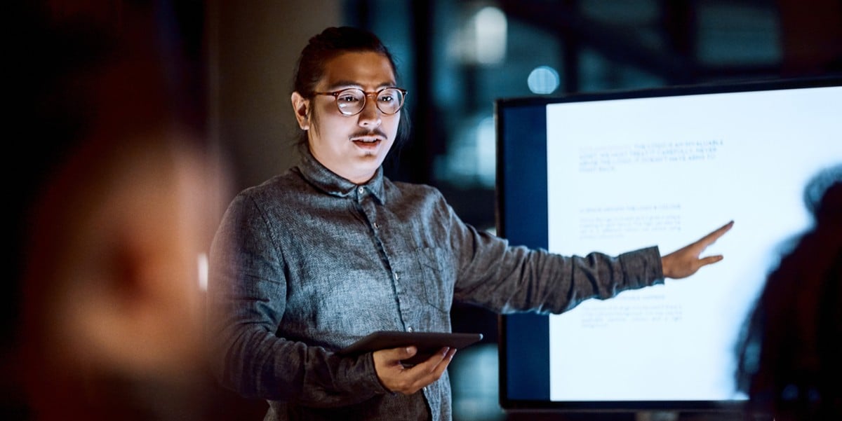 man presenting in the office