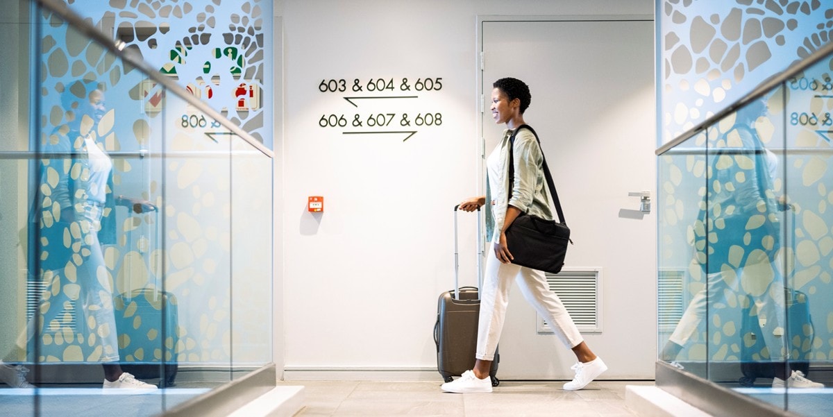 traveler walking through airport