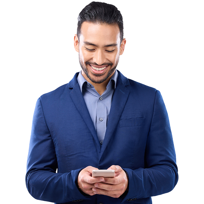 Man in blue suit