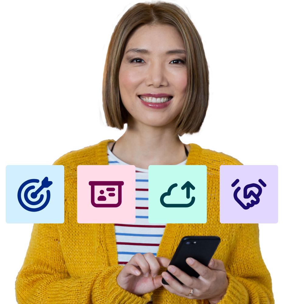 Woman with app icons