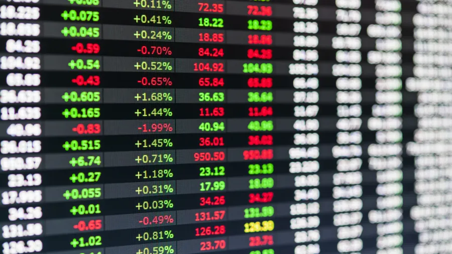 stock exchange financial figures list
