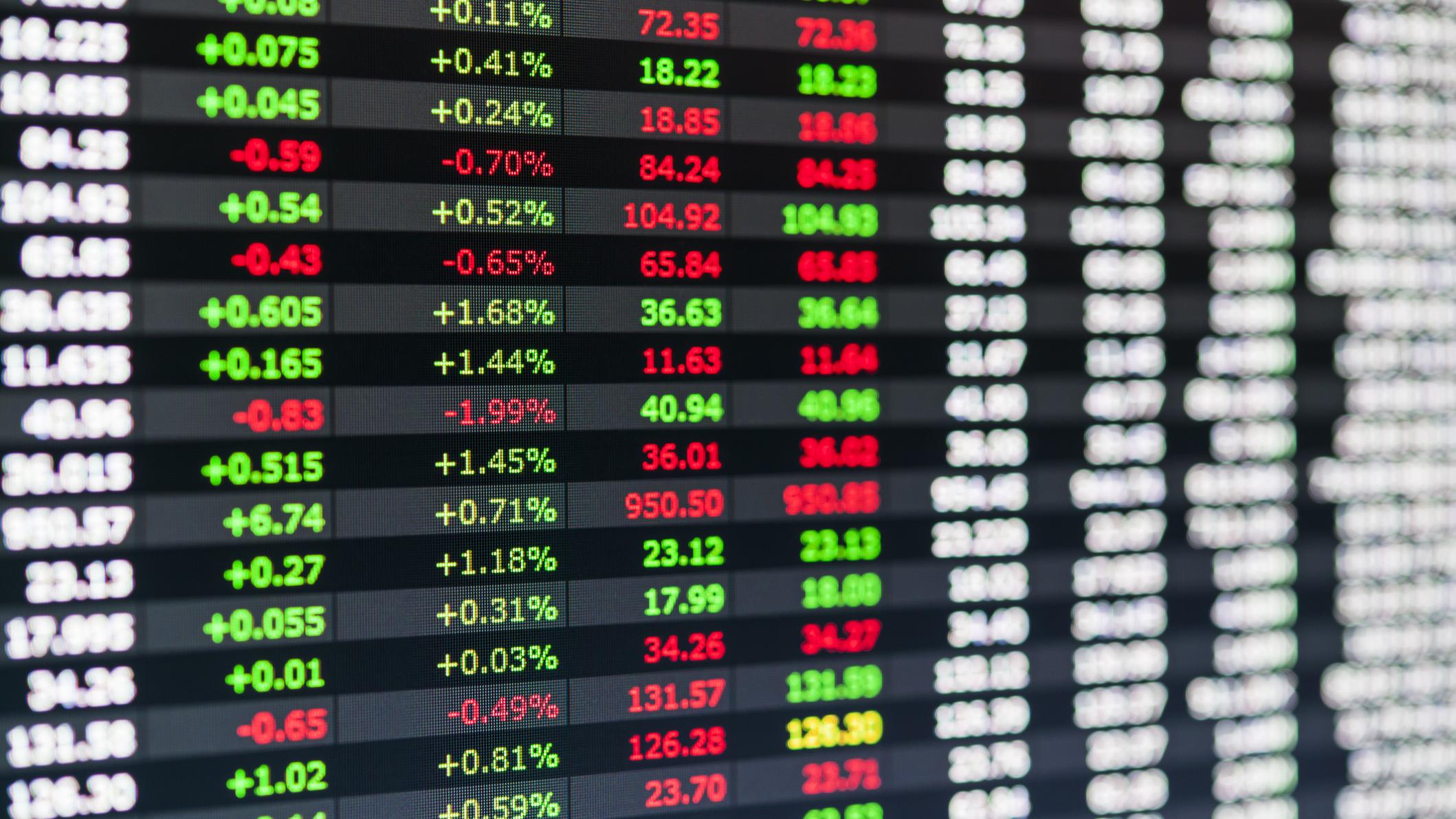 stock exchange financial figures list