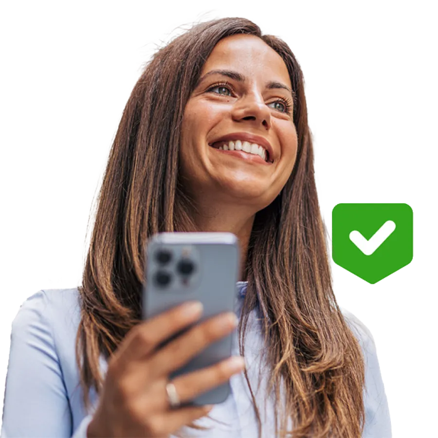 A woman happy that the message has been received
