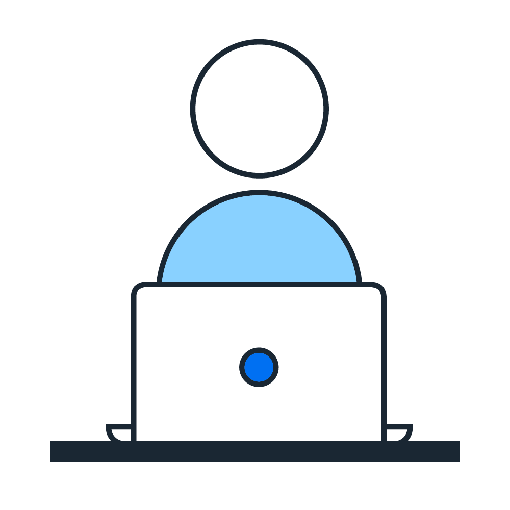 Person with computer pictogram
