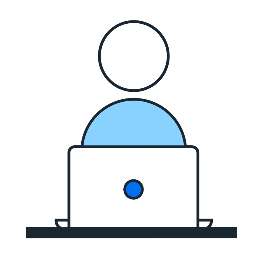 graphic of person on computer