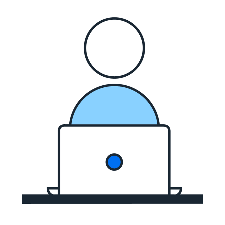 graphic of person on computer