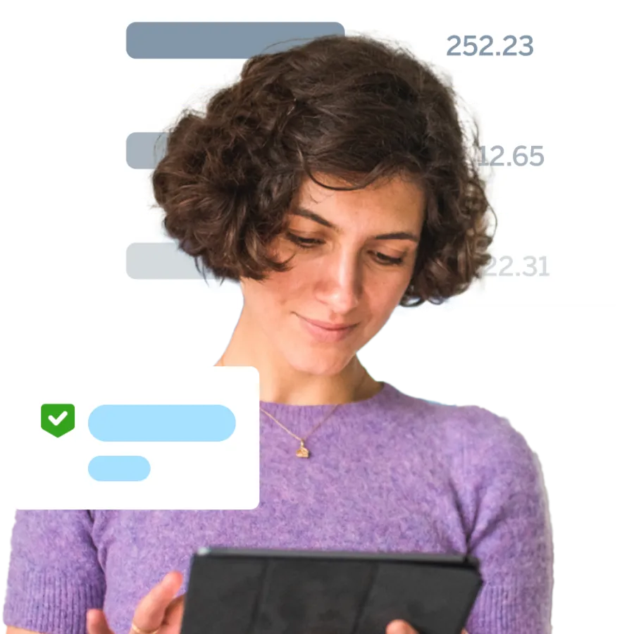 Woman working on tablet