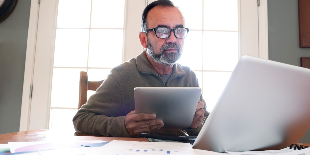 man working at desk