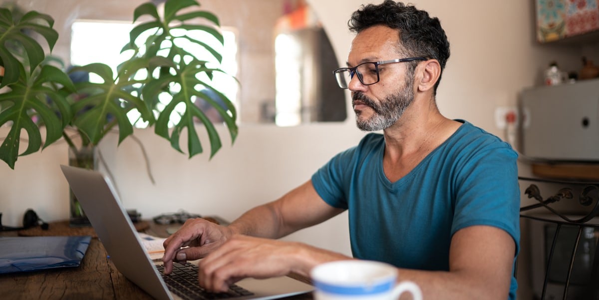 man working at desk