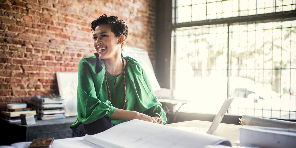 woman in office working at desk